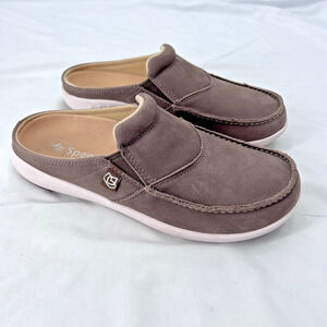 Spenco Tan Leather Siesta Minimalist Orthotic Comfort Slides Mules Mens Size 7